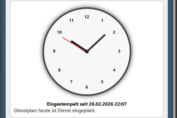 Benutzeroberfläche der Zeiterfassung CRONNEXT Alpha